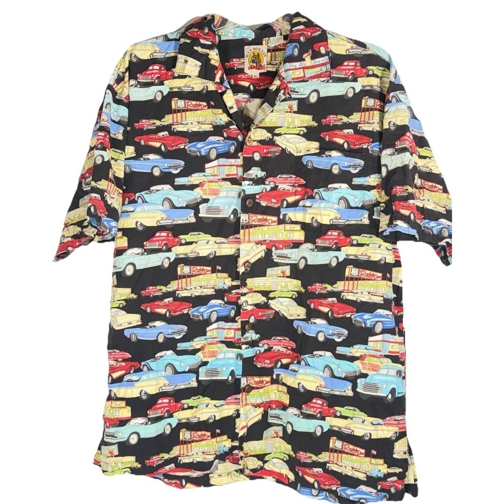 VTG Max Boxxer Route 66‎ Roadside Diner 100% Cotton USA Aloha Beach Shirt M NOS